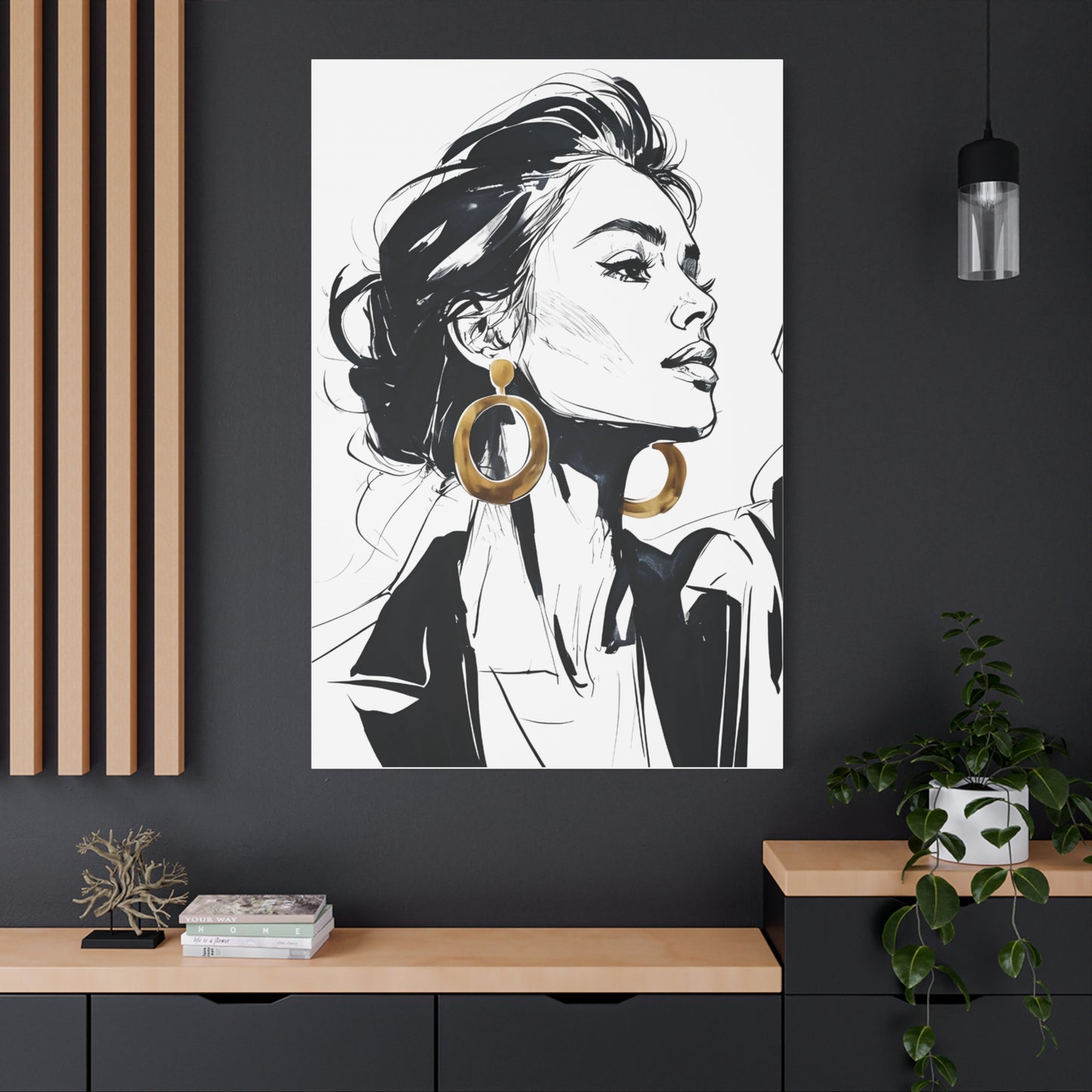 Eclipse of her Own series - Woman with Gold Earrings Wall Art