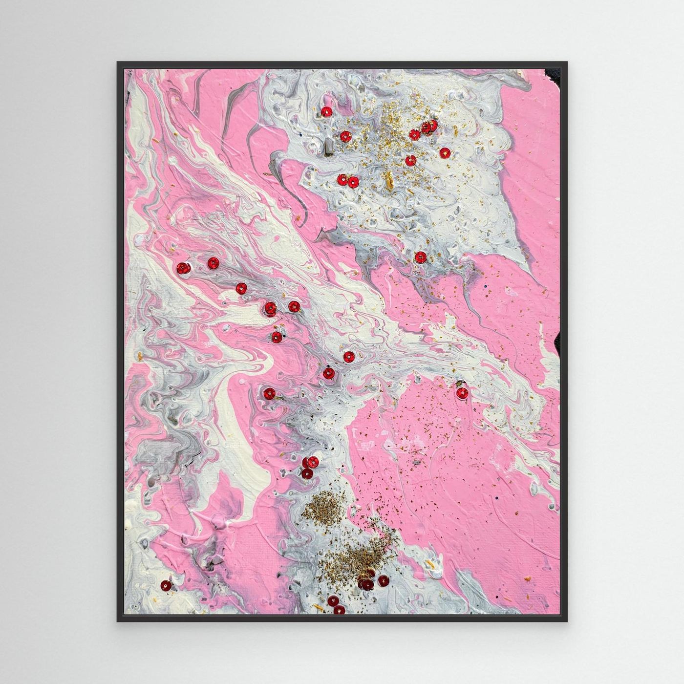 Blush Collision abstract pink canvas art print with fluid blush and rose textured tones