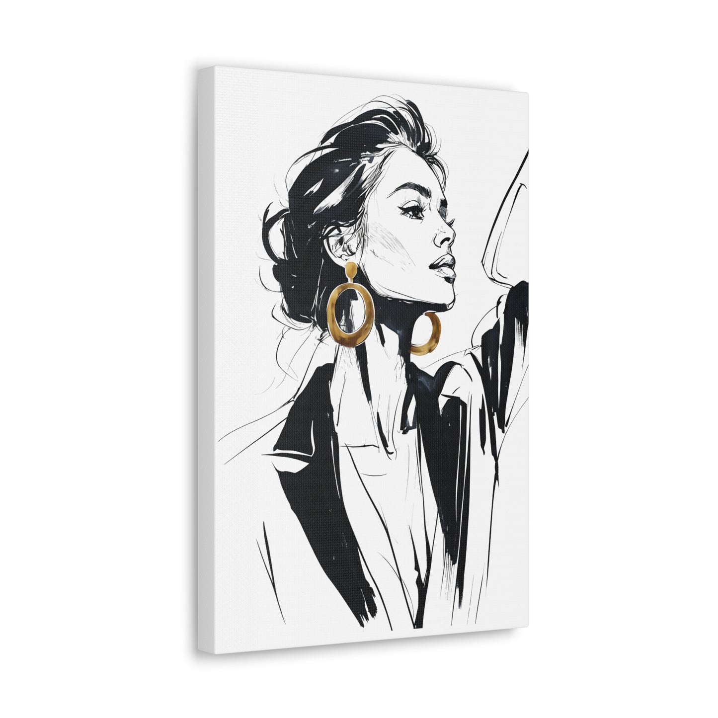 Eclipse of her Own series - Woman with Gold Earrings Wall Art