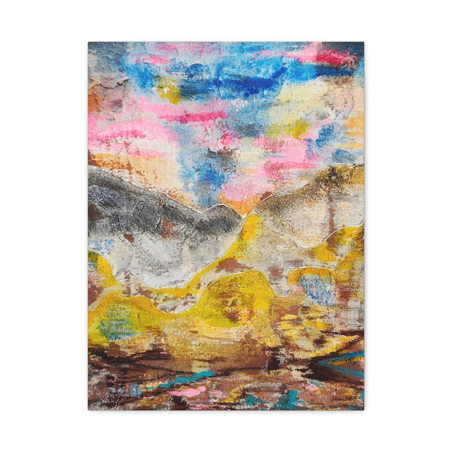 Awakening Horizon- Abstract Colorful Landscape Canvas Print – Matte Stretched Wall Art