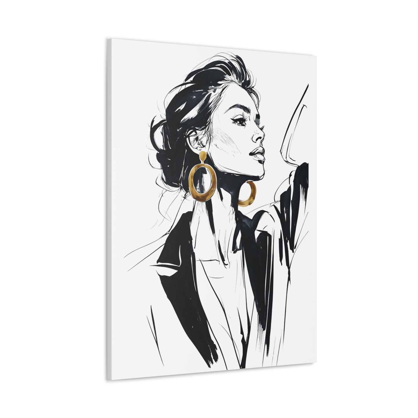 Eclipse of her Own series - Woman with Gold Earrings Wall Art