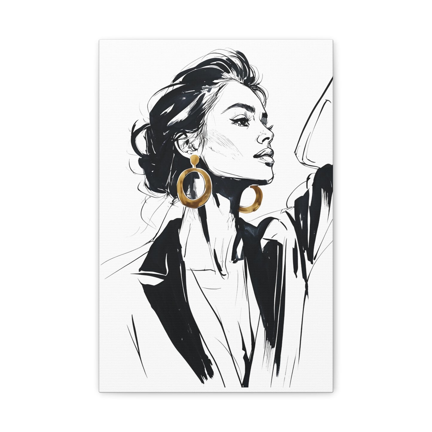 Eclipse of her Own series - Woman with Gold Earrings Wall Art