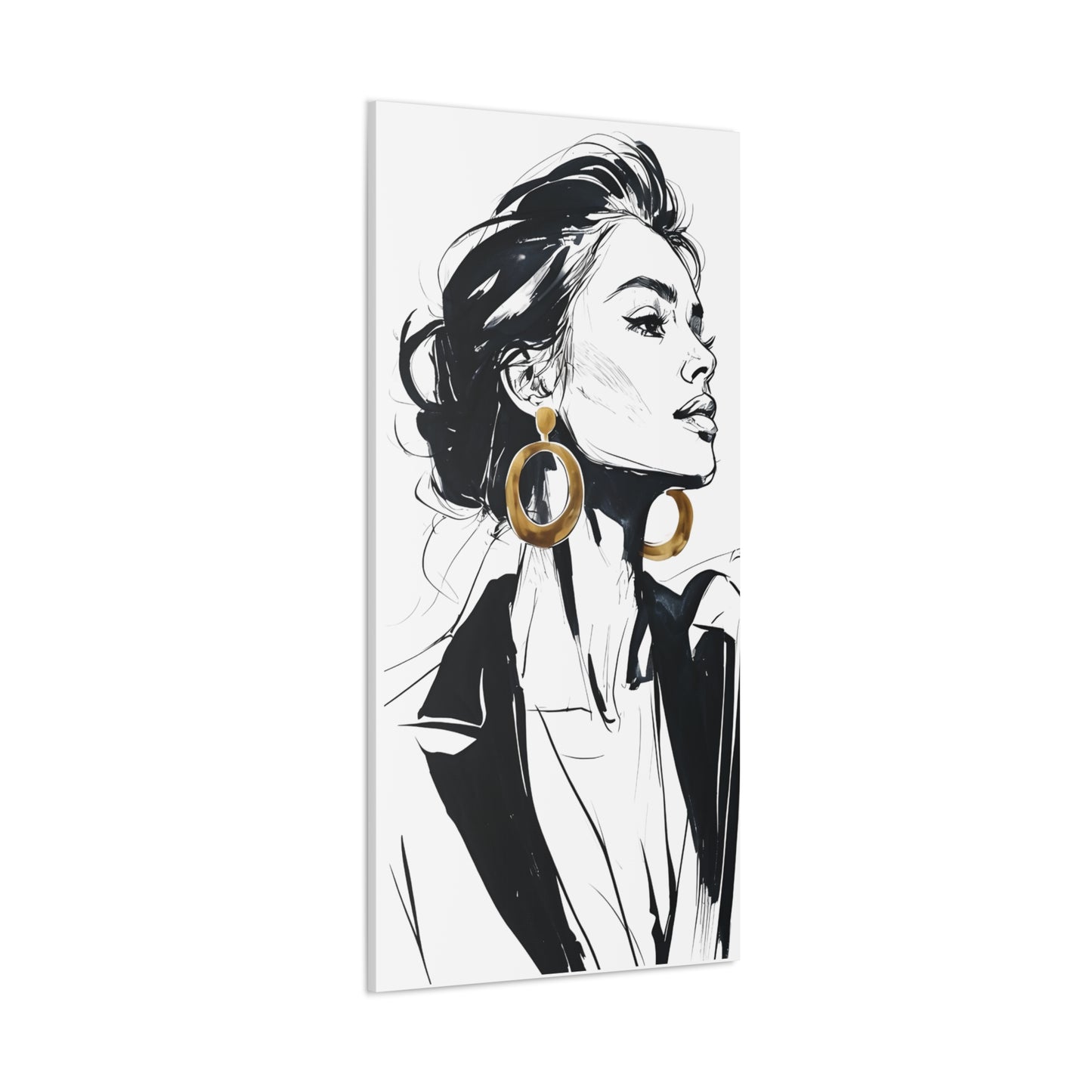 Eclipse of her Own series - Woman with Gold Earrings Wall Art