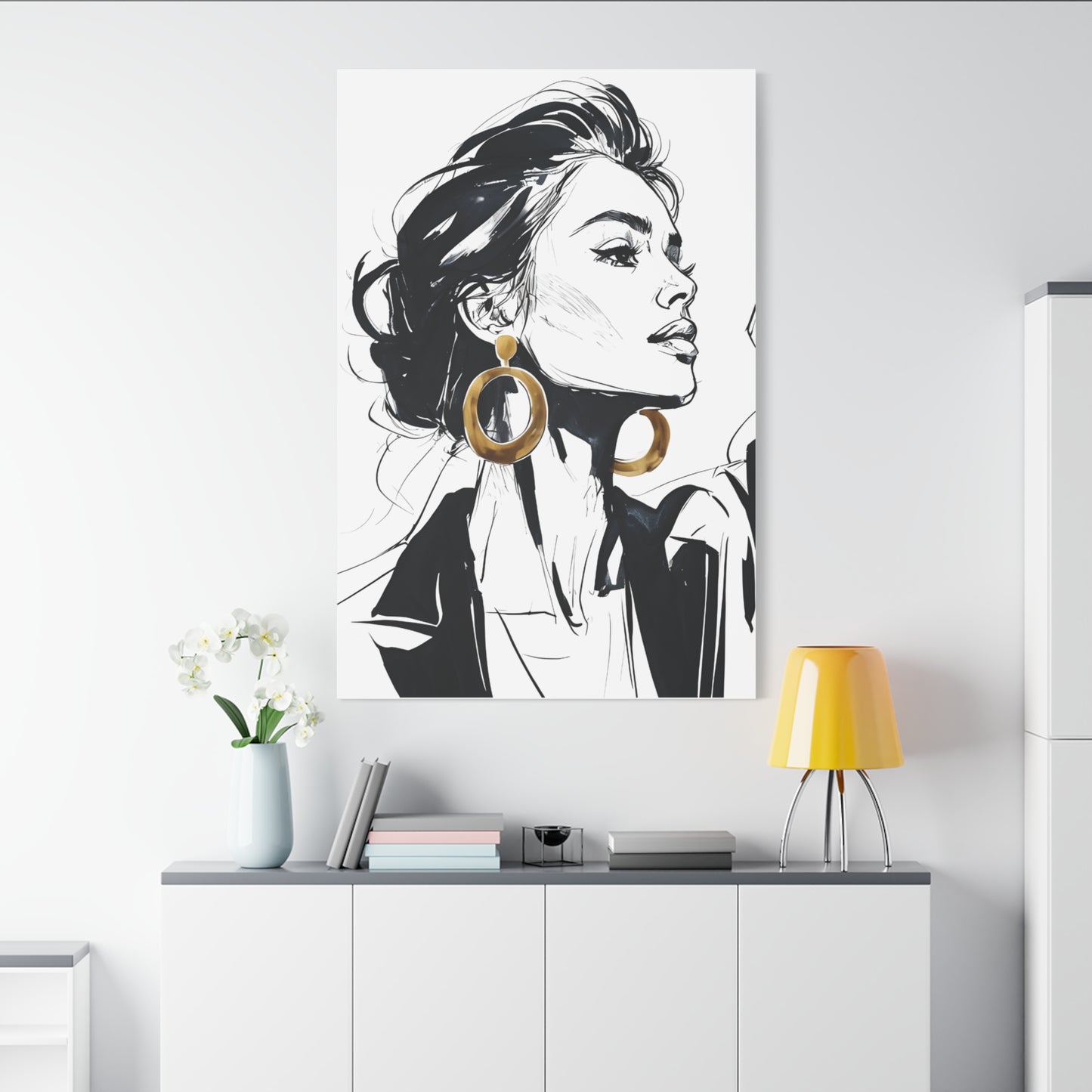 Eclipse of her Own series - Woman with Gold Earrings Wall Art