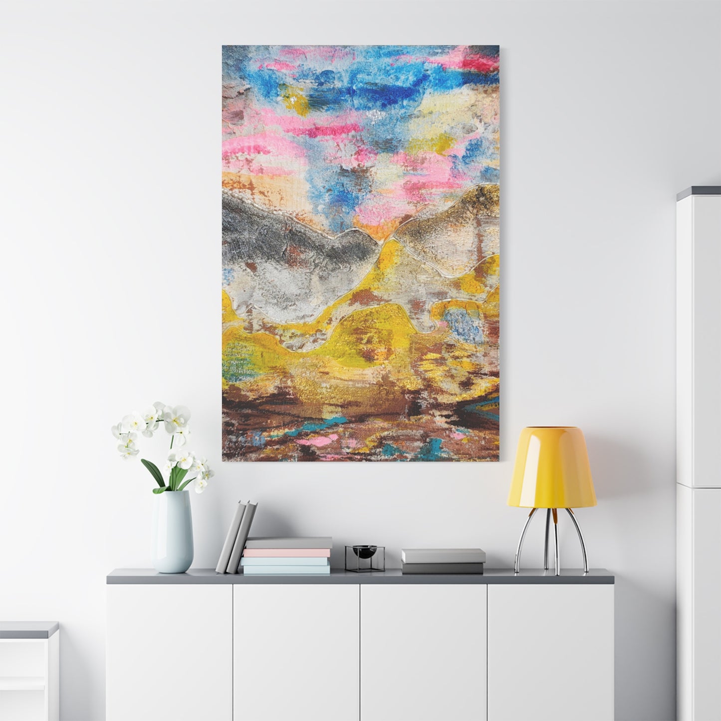 Awakening Horizon- Abstract Colorful Landscape Canvas Print – Matte Stretched Wall Art