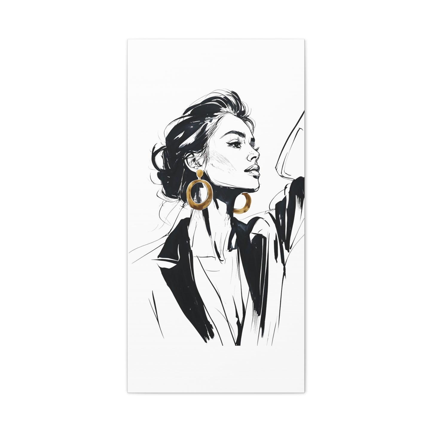 Eclipse of her Own series - Woman with Gold Earrings Wall Art
