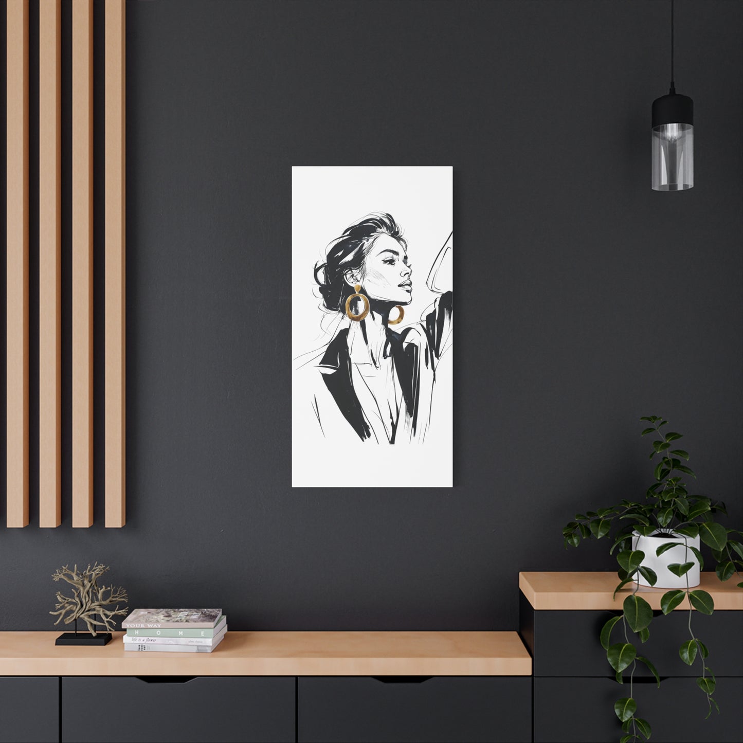 Eclipse of her Own series - Woman with Gold Earrings Wall Art