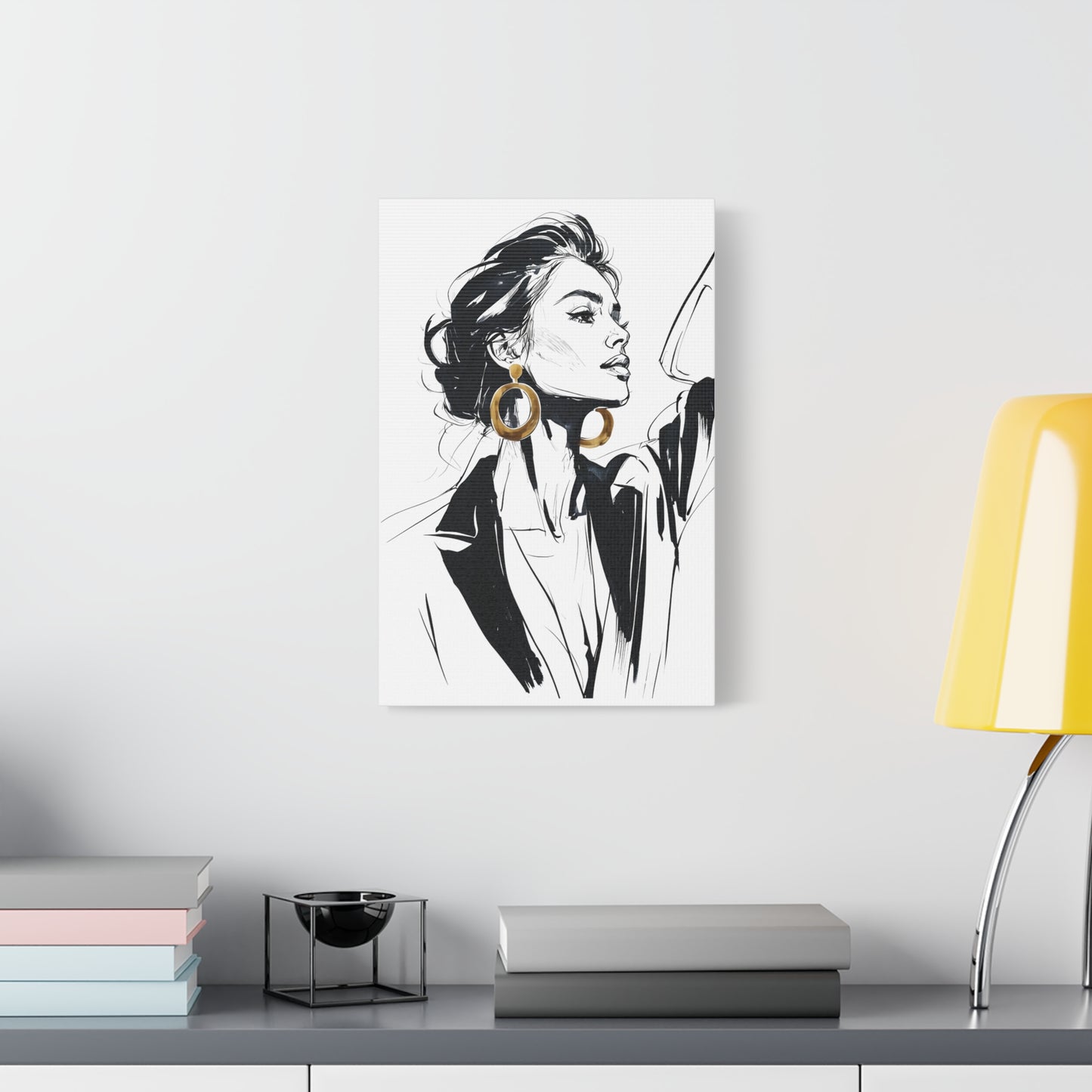 Eclipse of her Own series - Woman with Gold Earrings Wall Art