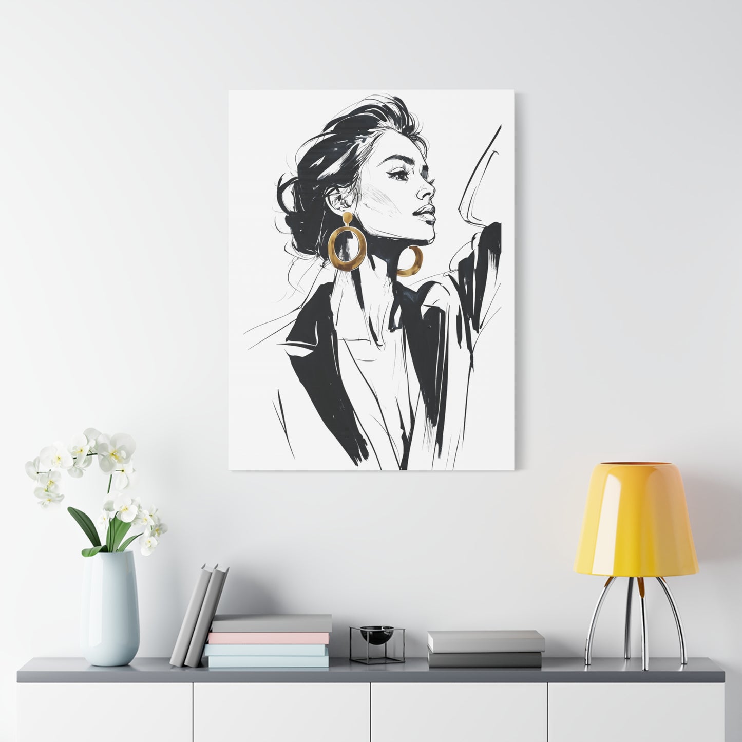 Eclipse of her Own series - Woman with Gold Earrings Wall Art