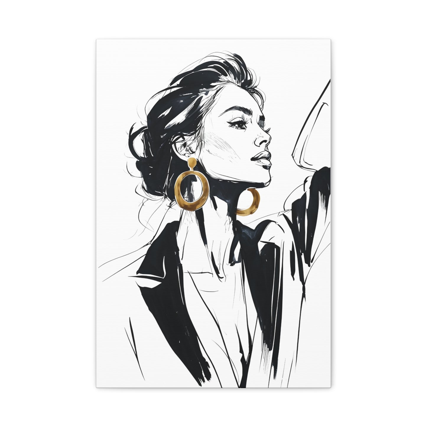 Eclipse of her Own series - Woman with Gold Earrings Wall Art