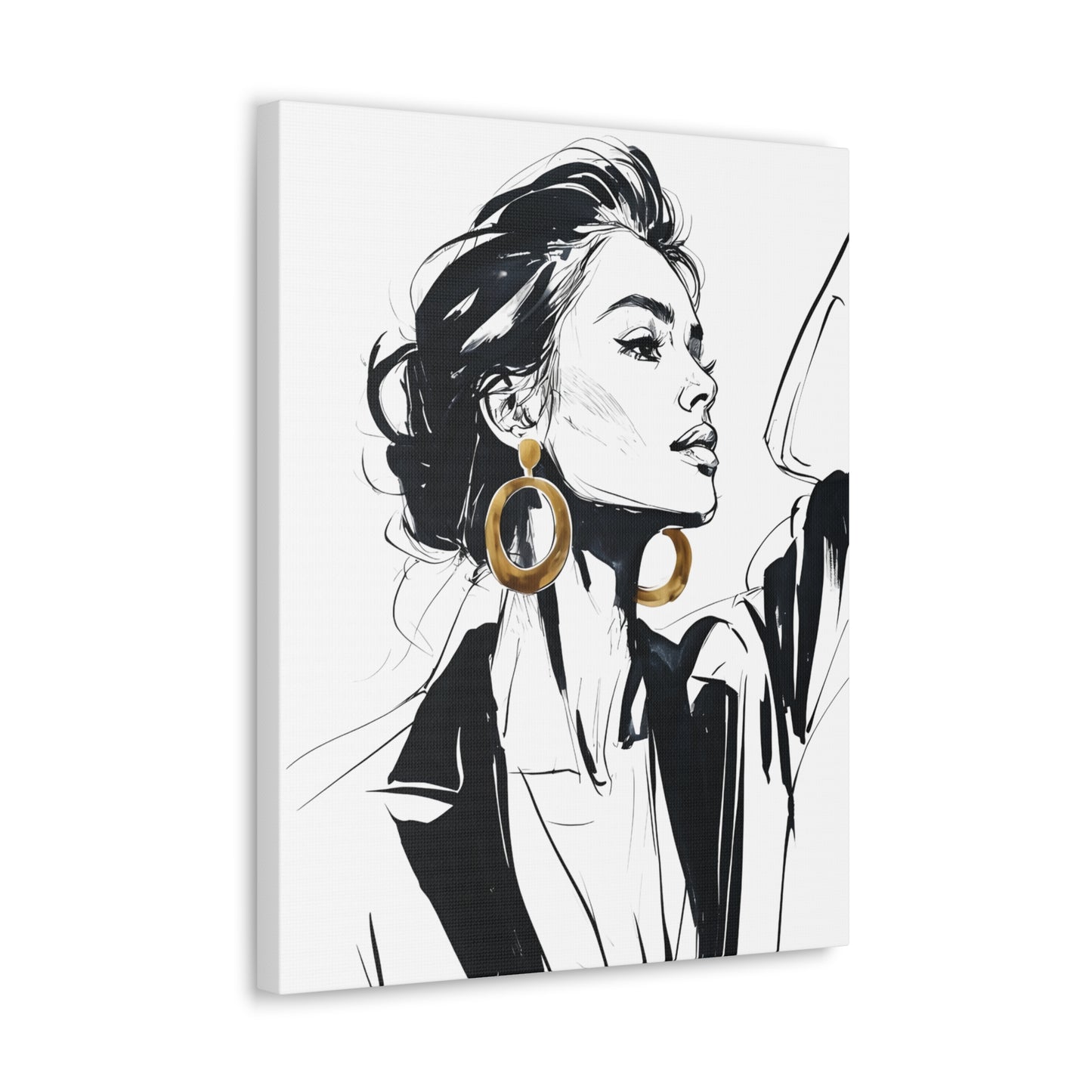 Eclipse of her Own series - Woman with Gold Earrings Wall Art