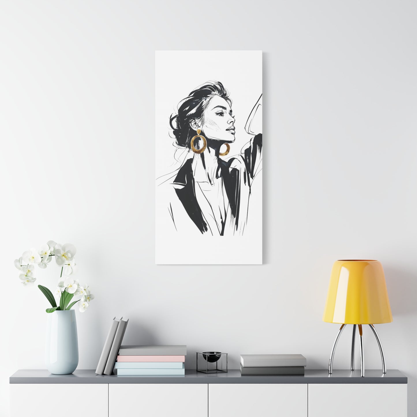Eclipse of her Own series - Woman with Gold Earrings Wall Art