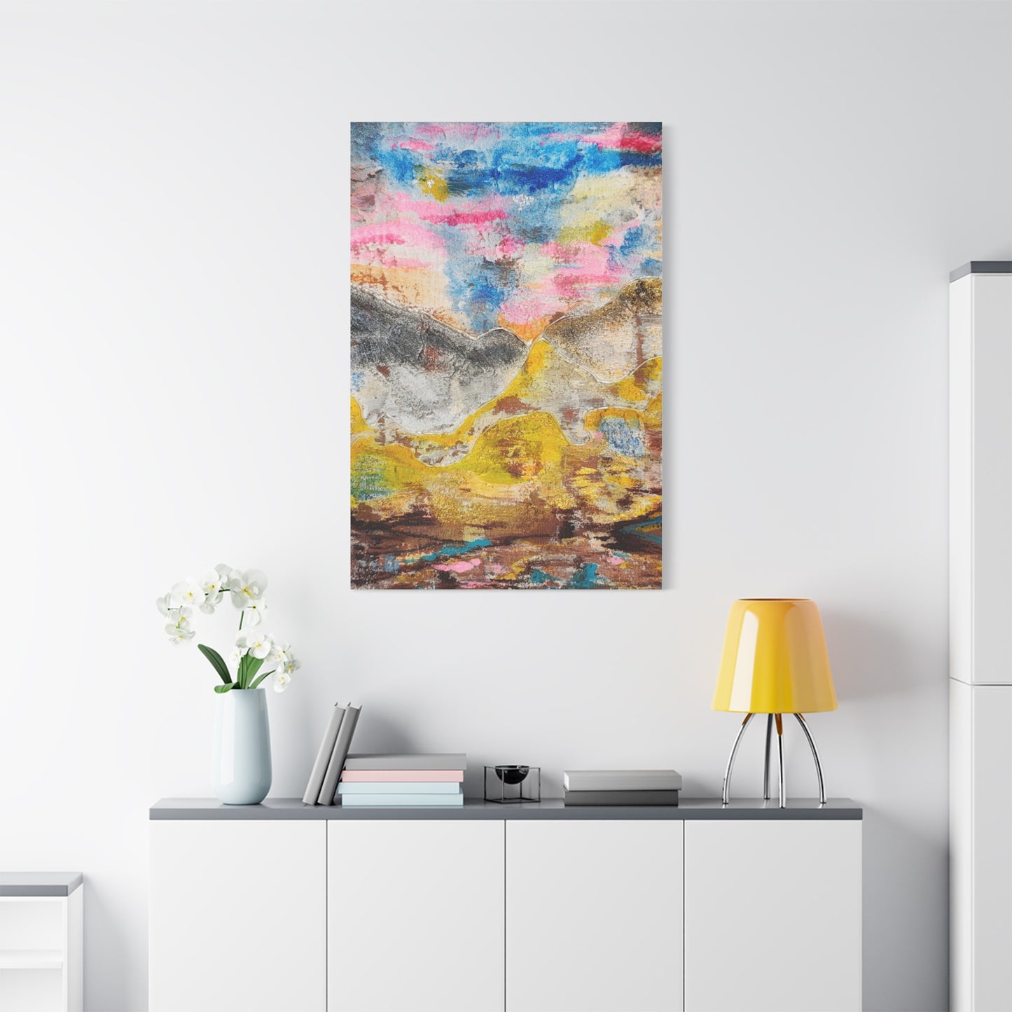 Awakening Horizon- Abstract Colorful Landscape Canvas Print – Matte Stretched Wall Art