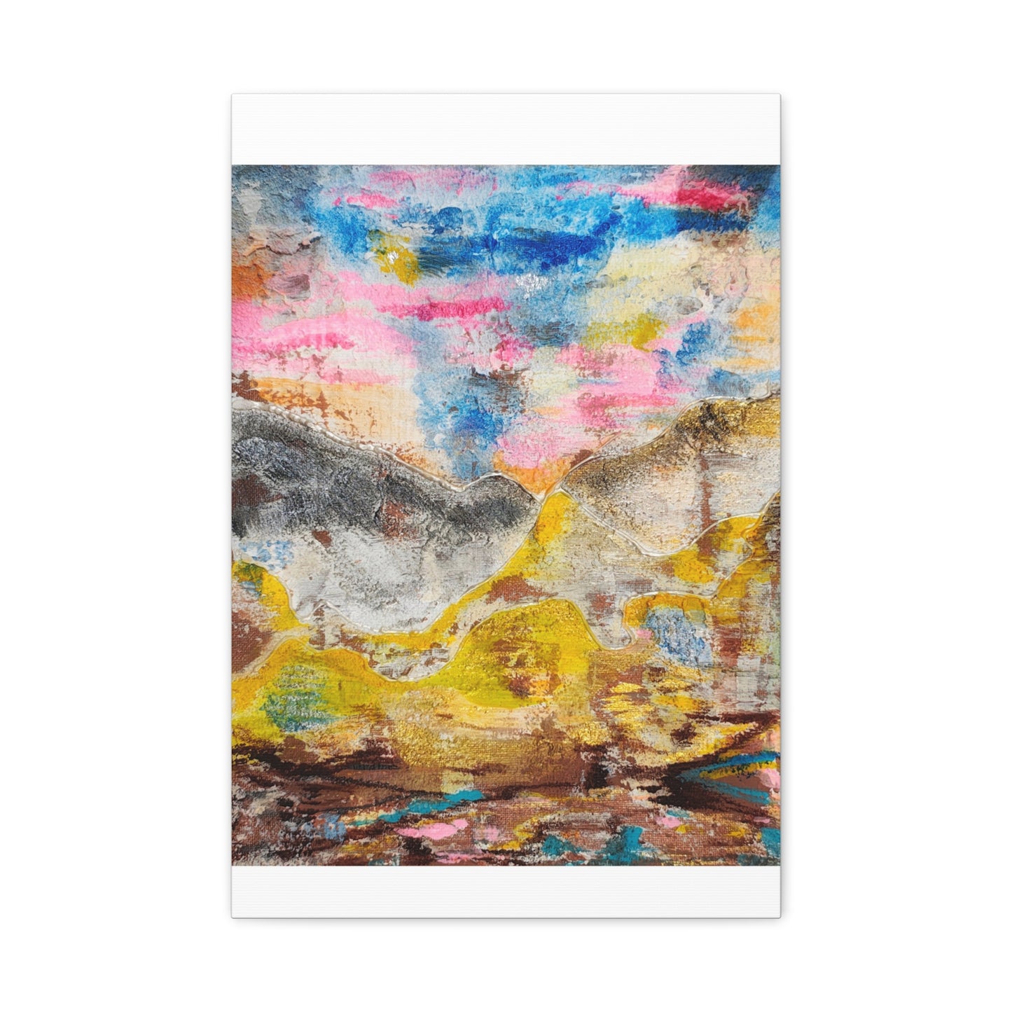 Awakening Horizon- Abstract Colorful Landscape Canvas Print – Matte Stretched Wall Art