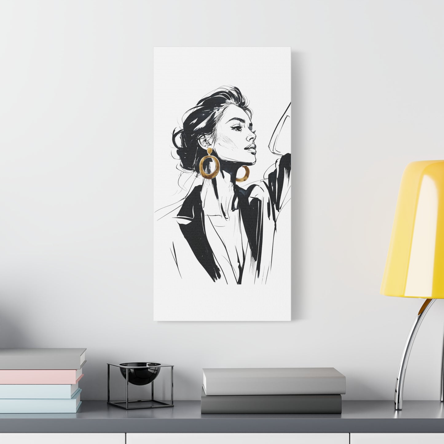 Eclipse of her Own series - Woman with Gold Earrings Wall Art
