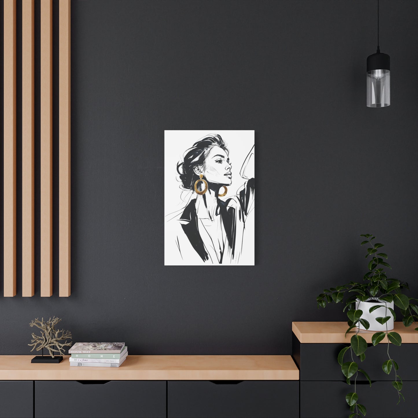 Eclipse of her Own series - Woman with Gold Earrings Wall Art