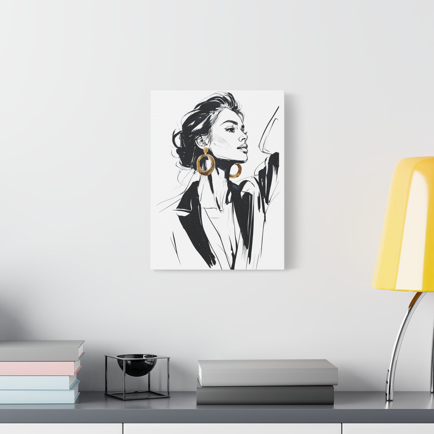 Eclipse of her Own series - Woman with Gold Earrings Wall Art