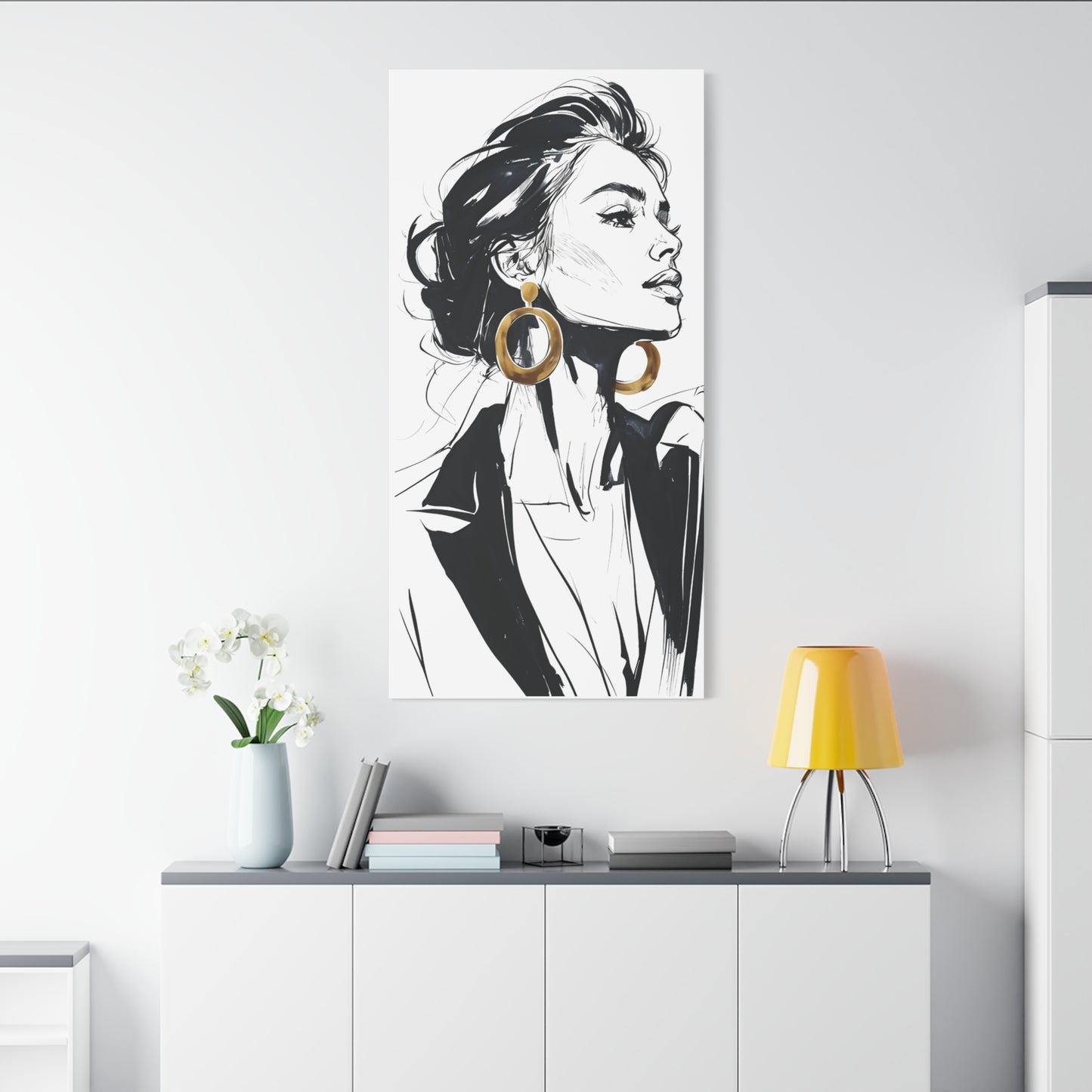 Eclipse of her Own series - Woman with Gold Earrings Wall Art