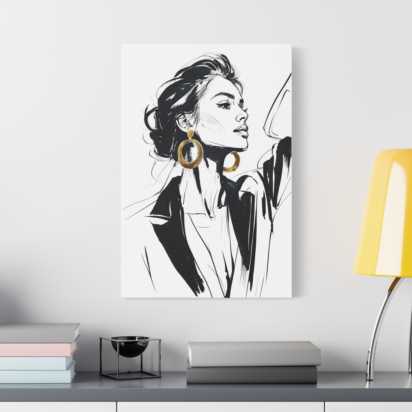 Eclipse of her Own series - Woman with Gold Earrings Wall Art