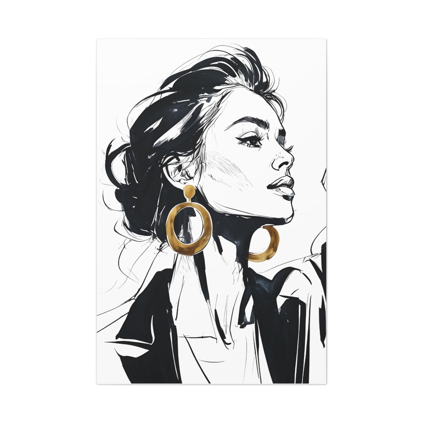Eclipse of her Own series - Woman with Gold Earrings Wall Art