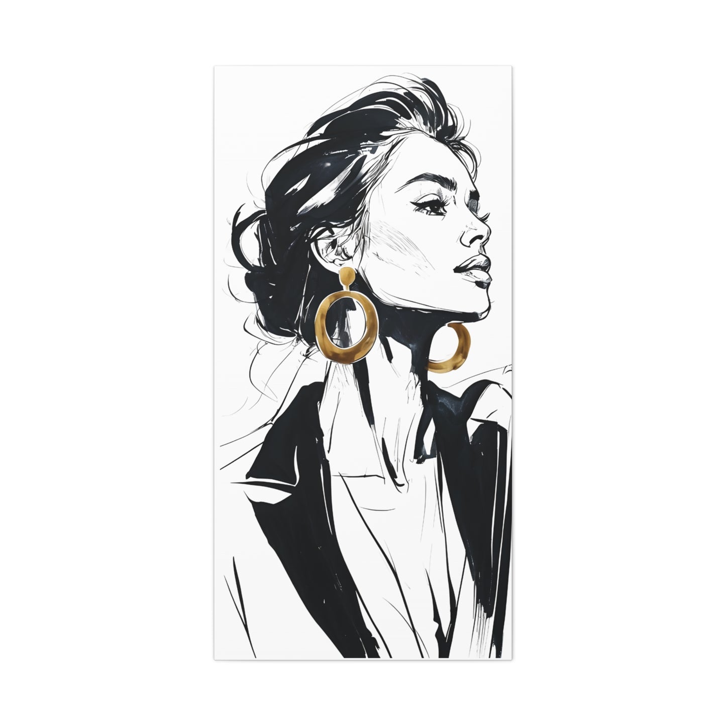 Eclipse of her Own series - Woman with Gold Earrings Wall Art