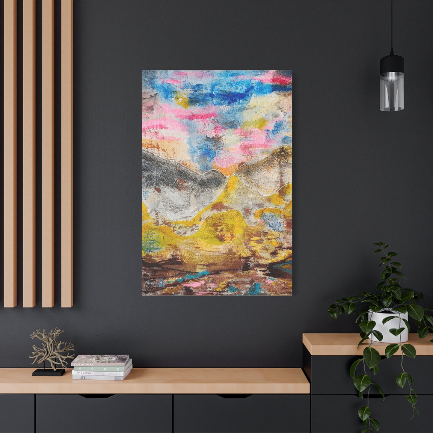 Awakening Horizon- Abstract Colorful Landscape Canvas Print – Matte Stretched Wall Art