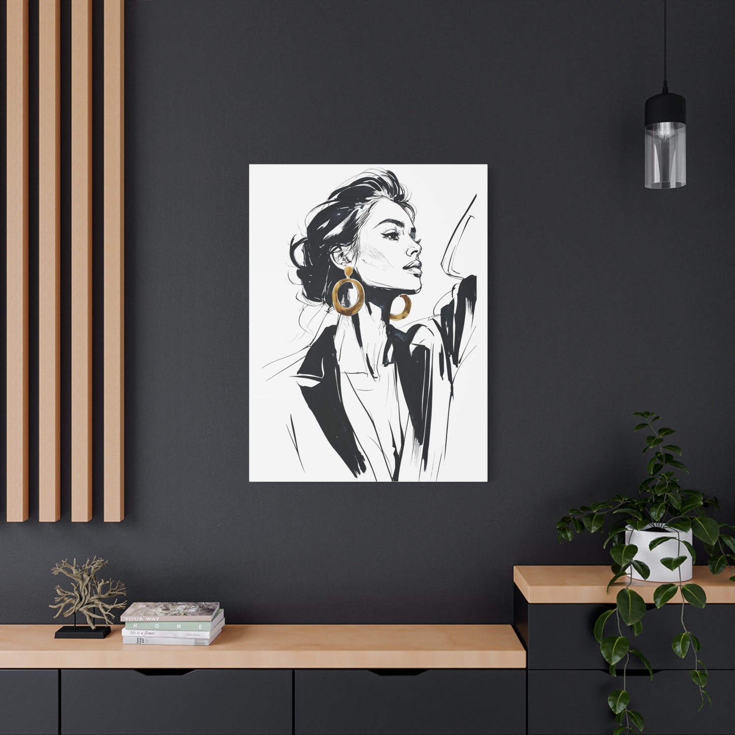 Eclipse of her Own series - Woman with Gold Earrings Wall Art