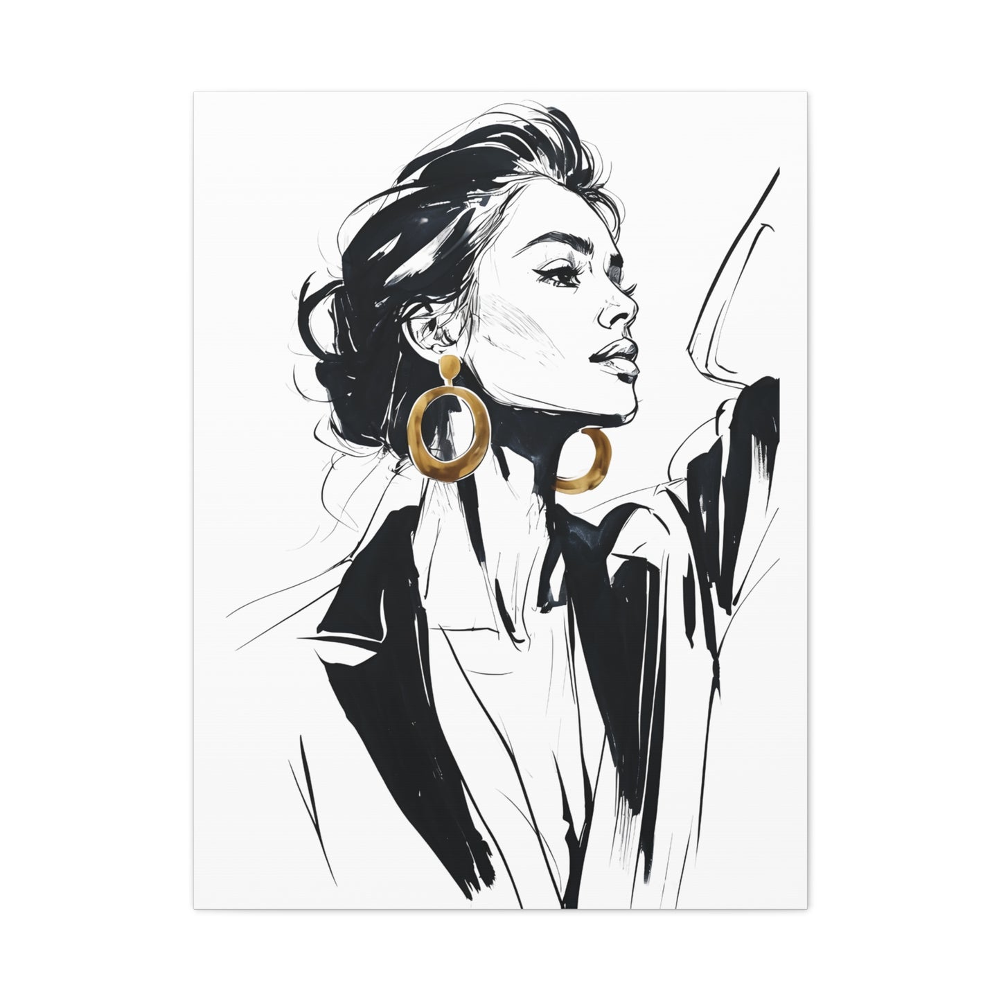 Eclipse of her Own series - Woman with Gold Earrings Wall Art