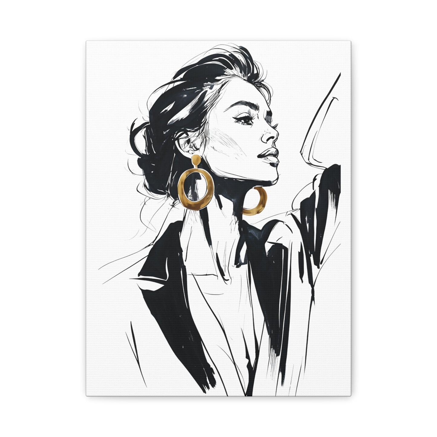 Eclipse of her Own series - Woman with Gold Earrings Wall Art