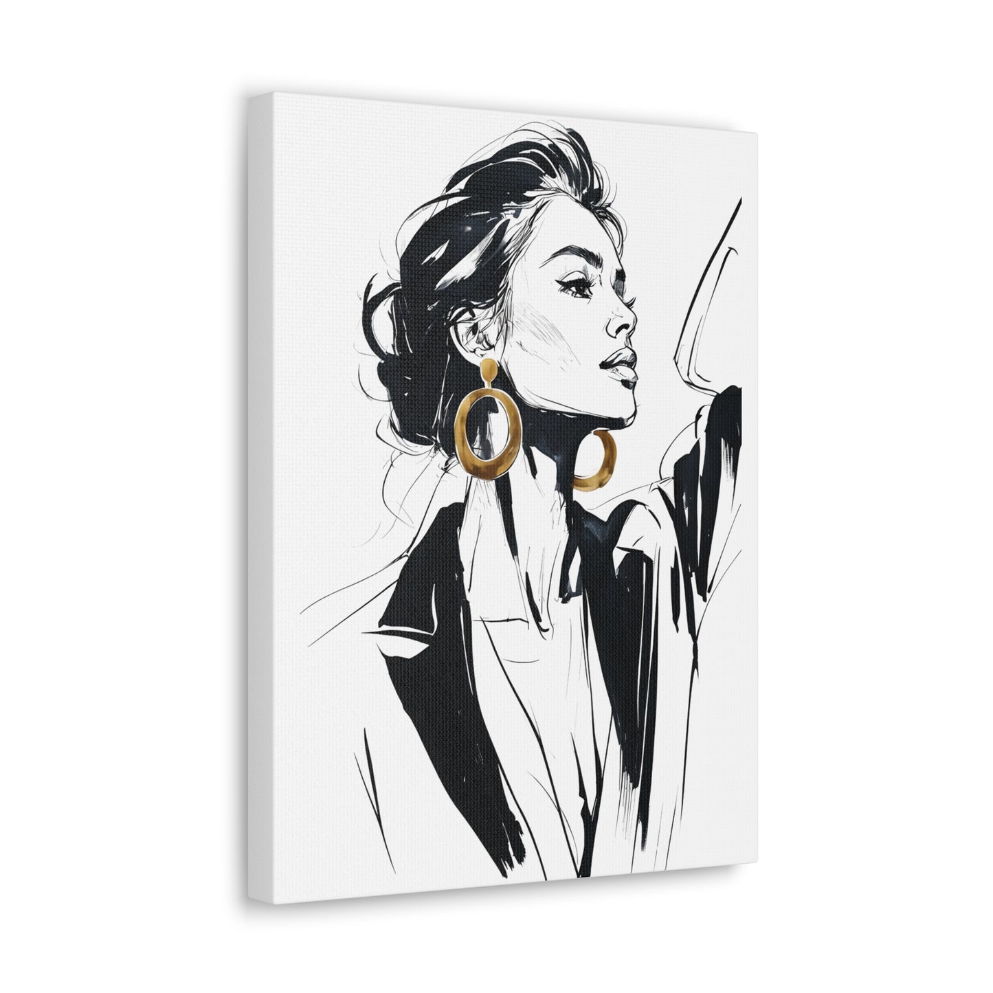 Eclipse of her Own series - Woman with Gold Earrings Wall Art