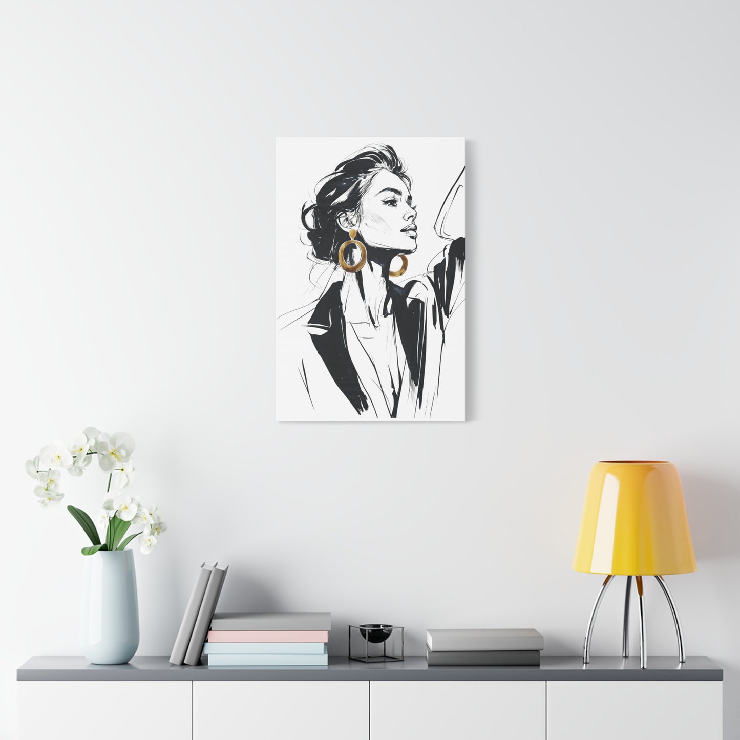 Eclipse of her Own series - Woman with Gold Earrings Wall Art