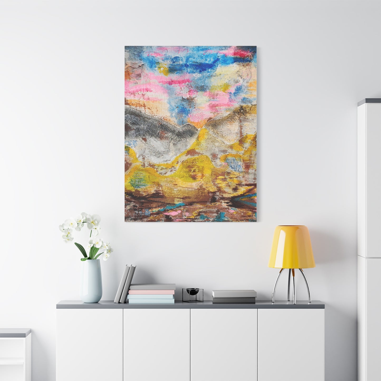 Awakening Horizon- Abstract Colorful Landscape Canvas Print – Matte Stretched Wall Art