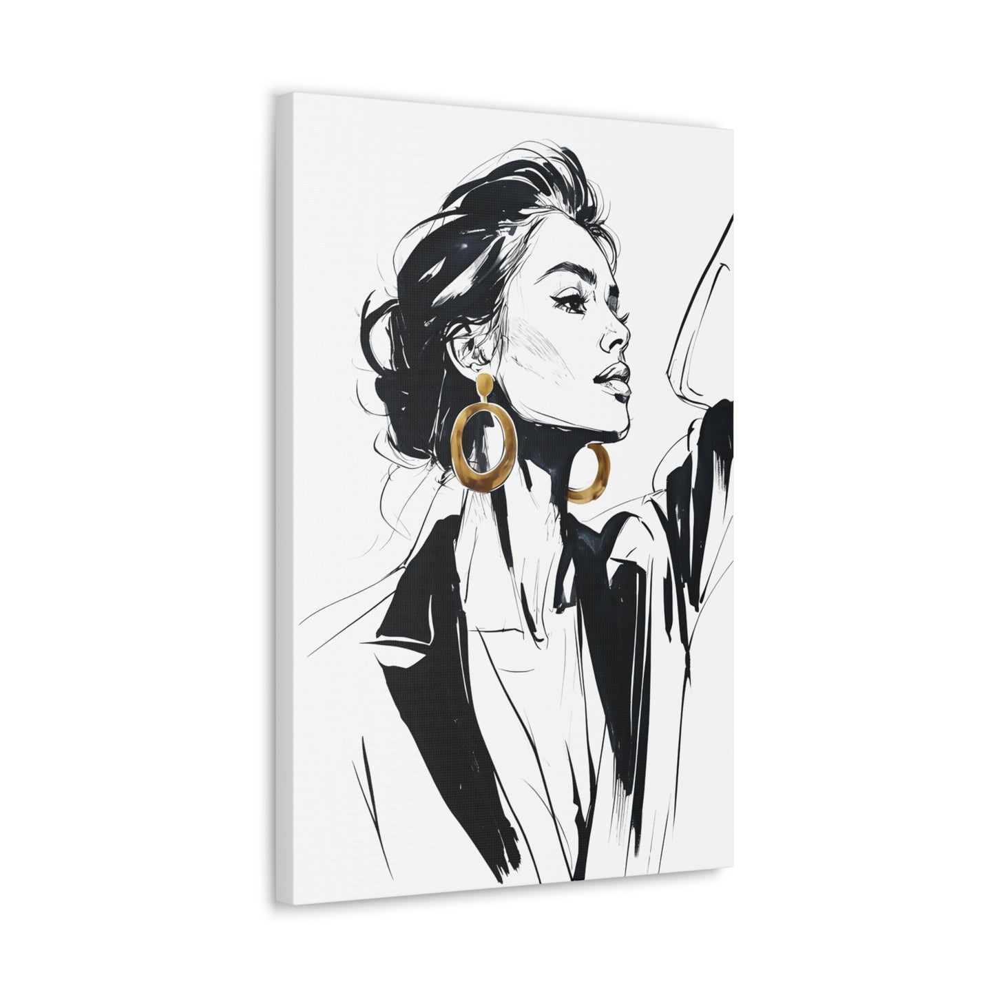 Eclipse of her Own series - Woman with Gold Earrings Wall Art