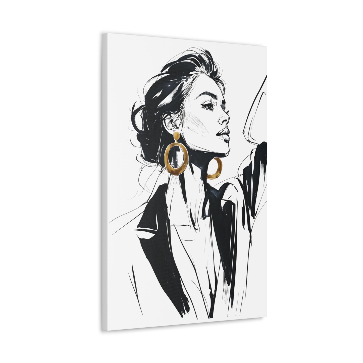 Eclipse of her Own series - Woman with Gold Earrings Wall Art