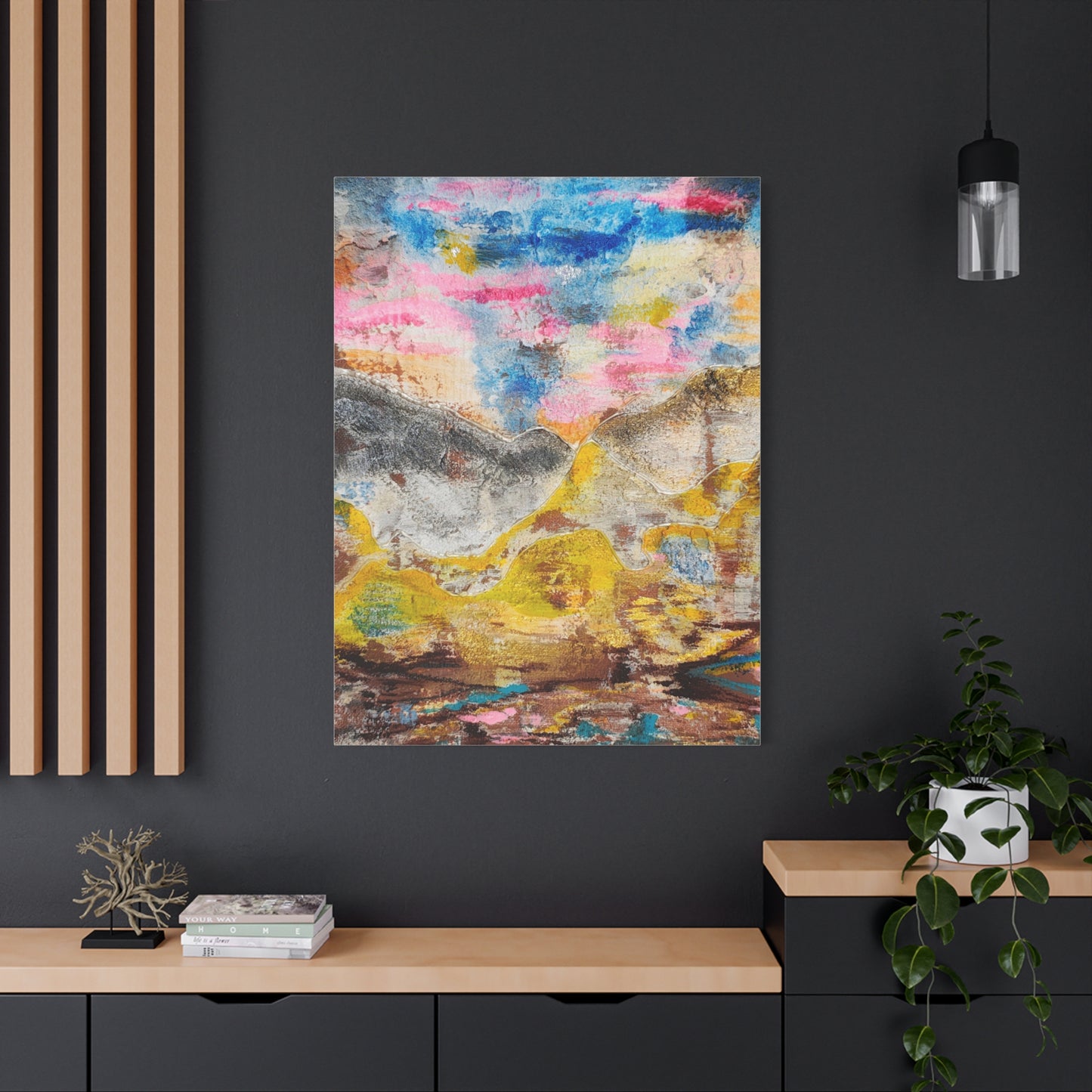 Awakening Horizon- Abstract Colorful Landscape Canvas Print – Matte Stretched Wall Art