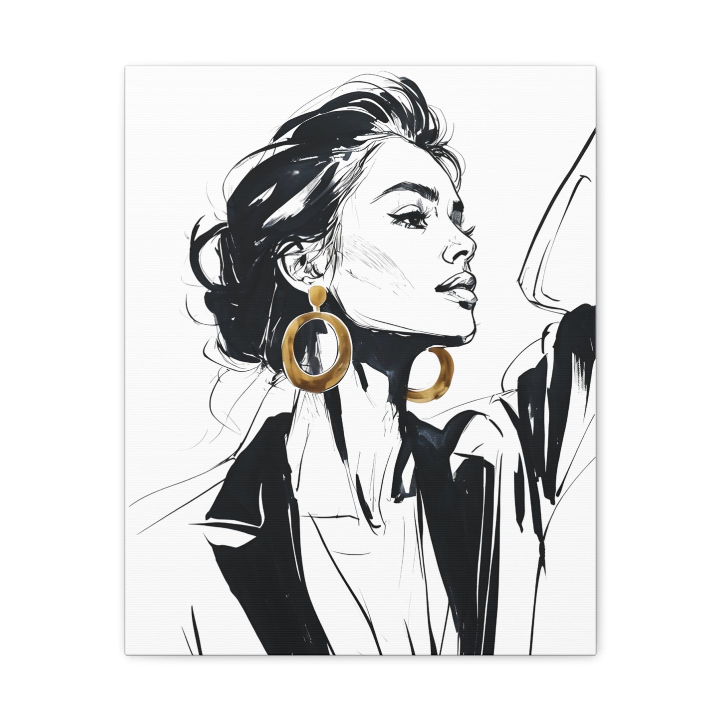 Eclipse of her Own series - Woman with Gold Earrings Wall Art