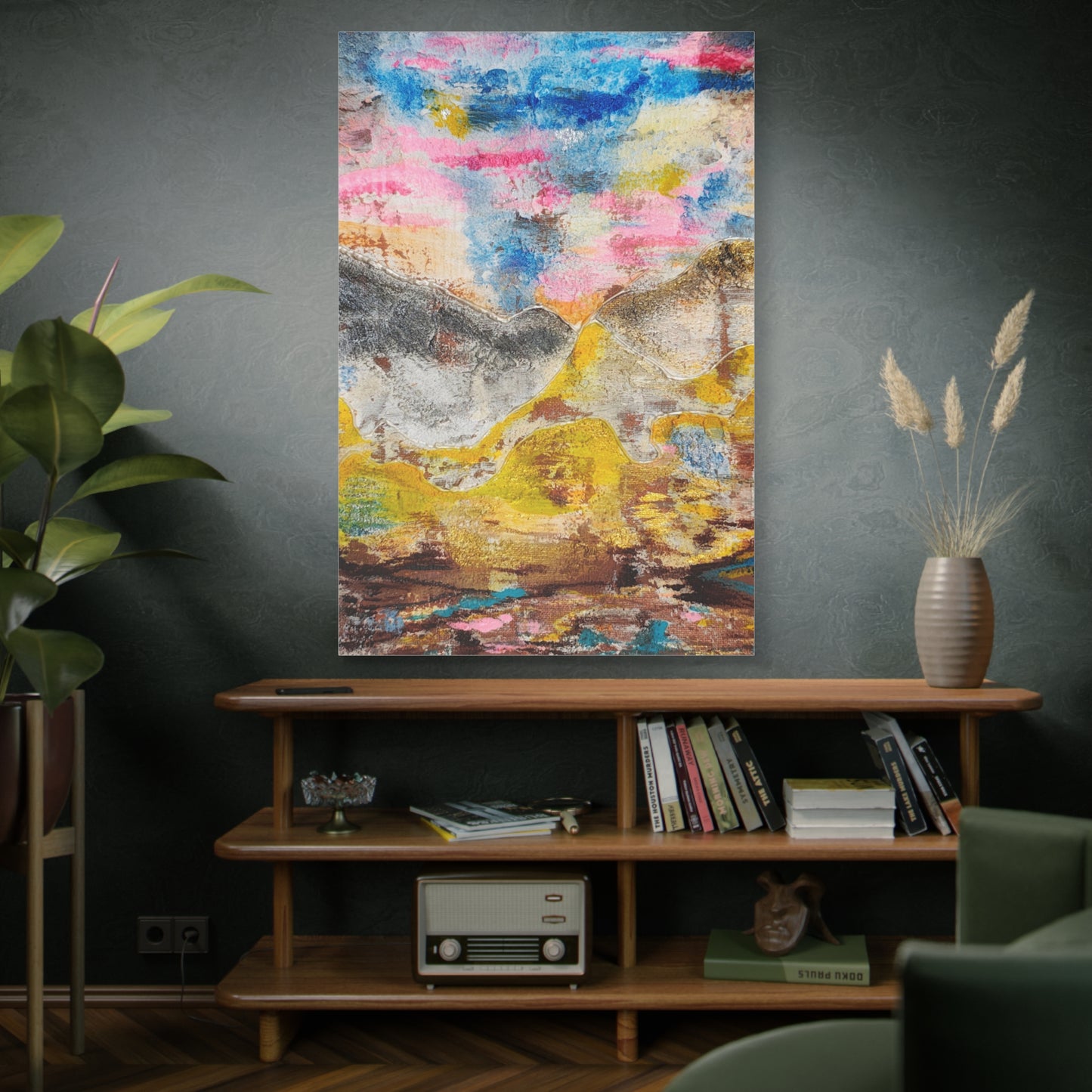 Awakening Horizon- Abstract Colorful Landscape Canvas Print – Matte Stretched Wall Art