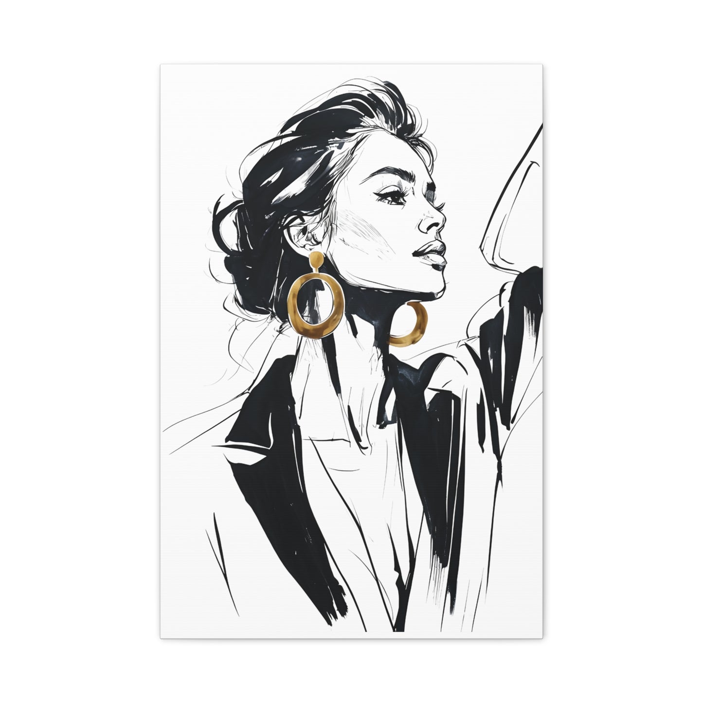 Eclipse of her Own series - Woman with Gold Earrings Wall Art