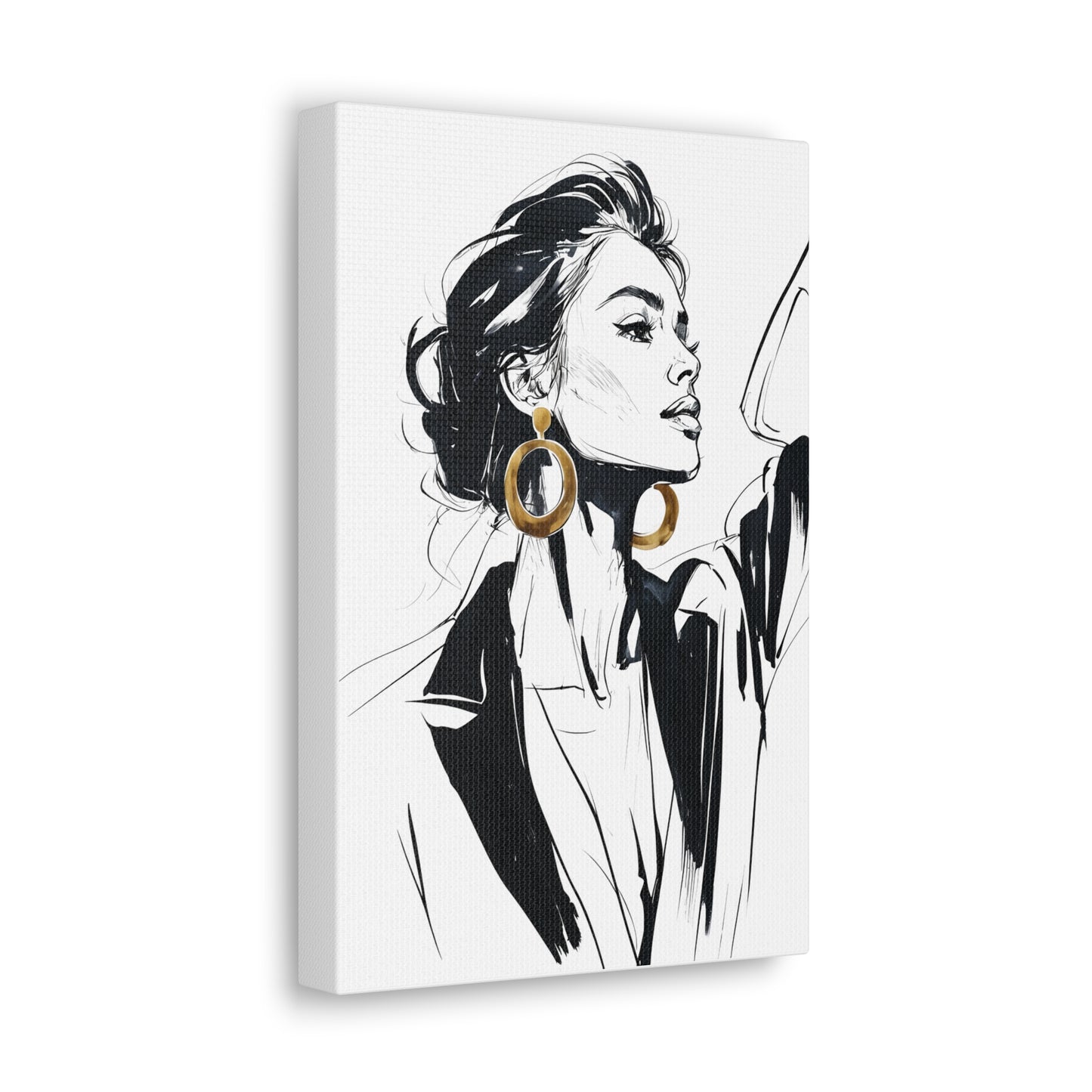 Eclipse of her Own series - Woman with Gold Earrings Wall Art