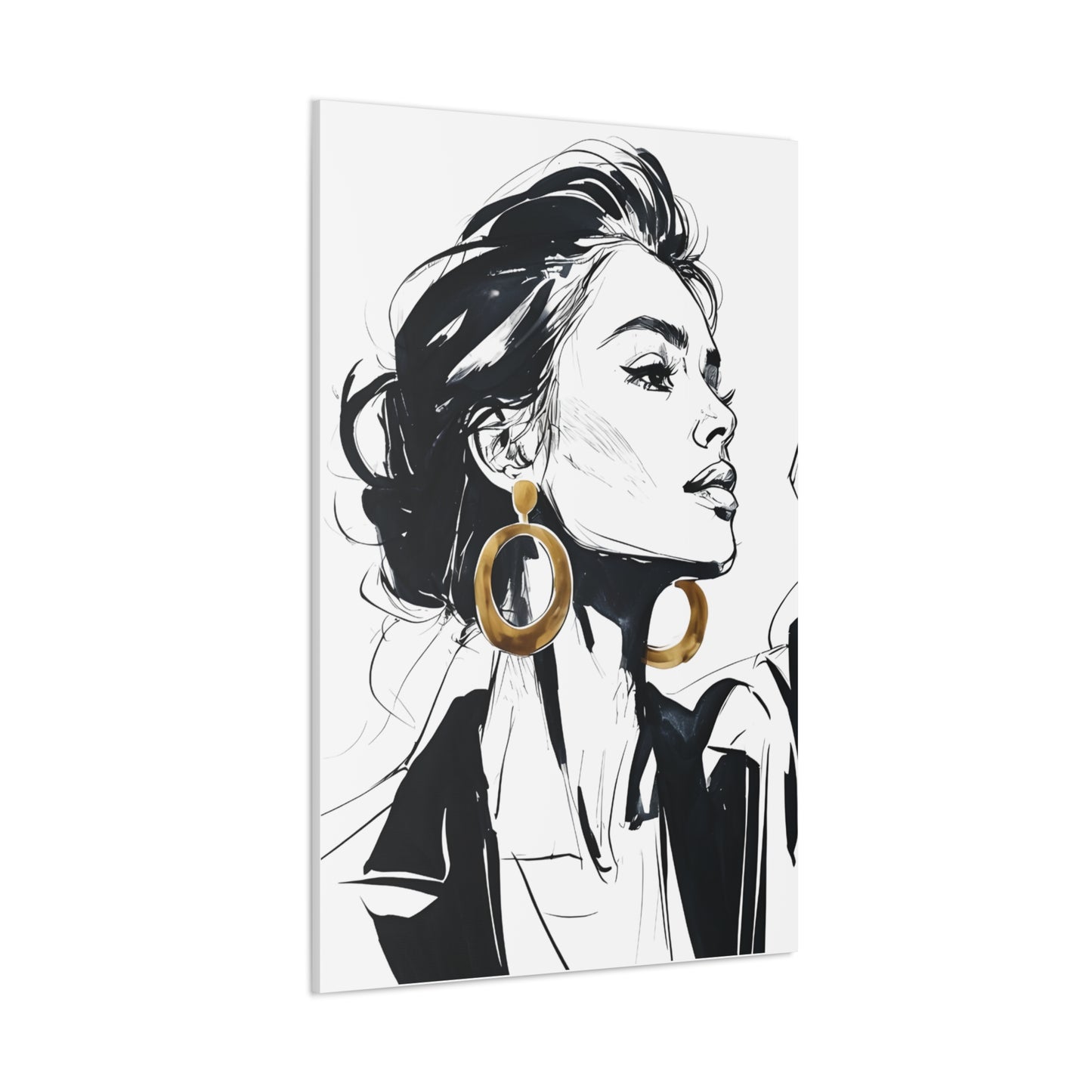 Eclipse of her Own series - Woman with Gold Earrings Wall Art