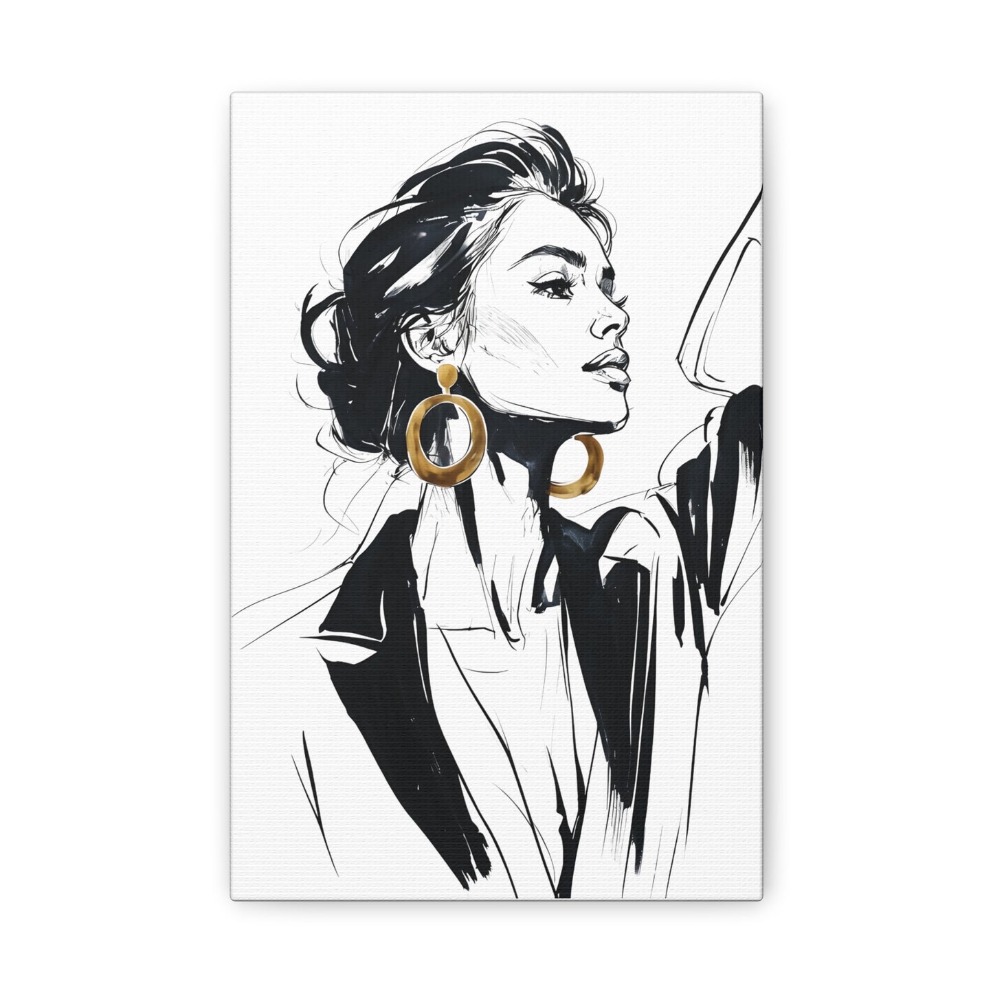 Eclipse of her Own series - Woman with Gold Earrings Wall Art