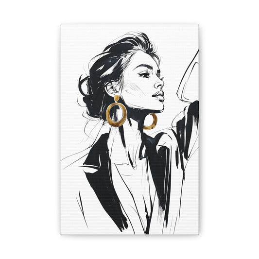 Eclipse of her Own series - Woman with Gold Earrings Wall Art