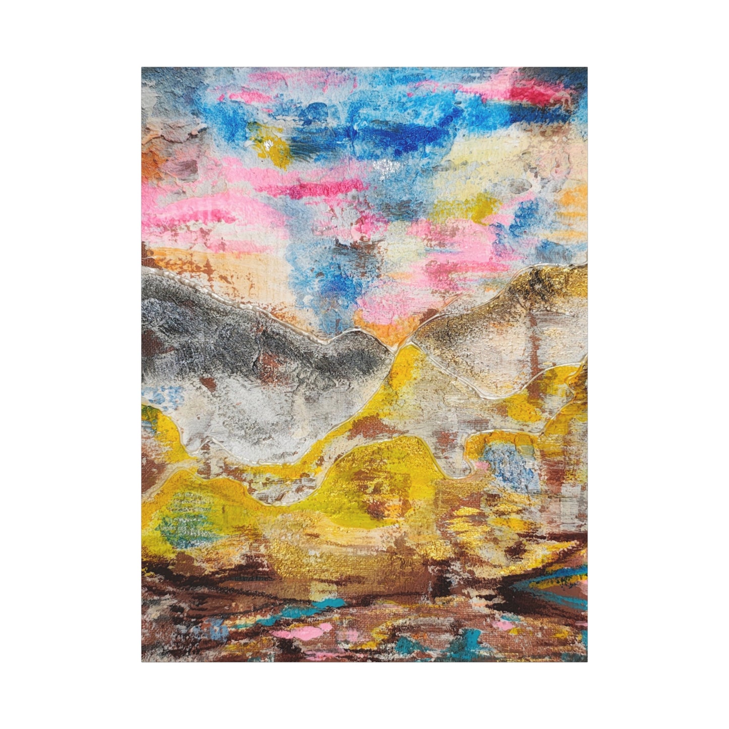 Awakening Horizon- Abstract Colorful Landscape Canvas Print – Matte Stretched Wall Art