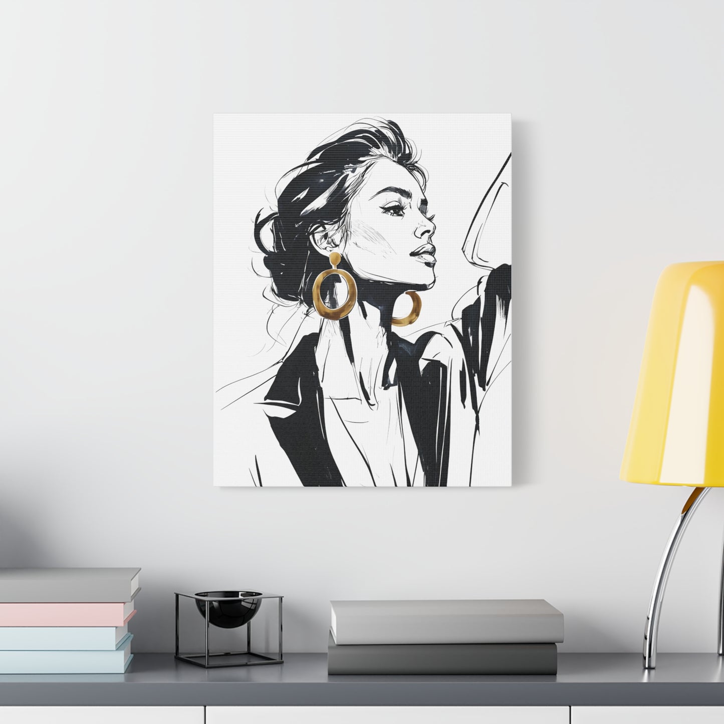 Eclipse of her Own series - Woman with Gold Earrings Wall Art