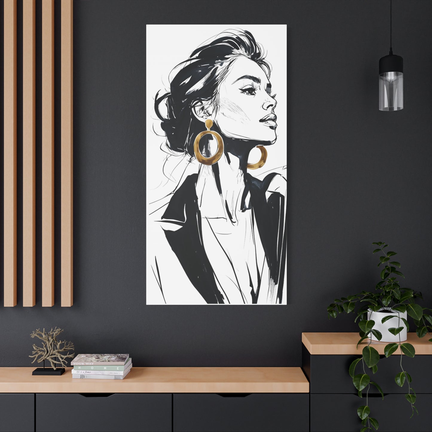 Eclipse of her Own series - Woman with Gold Earrings Wall Art