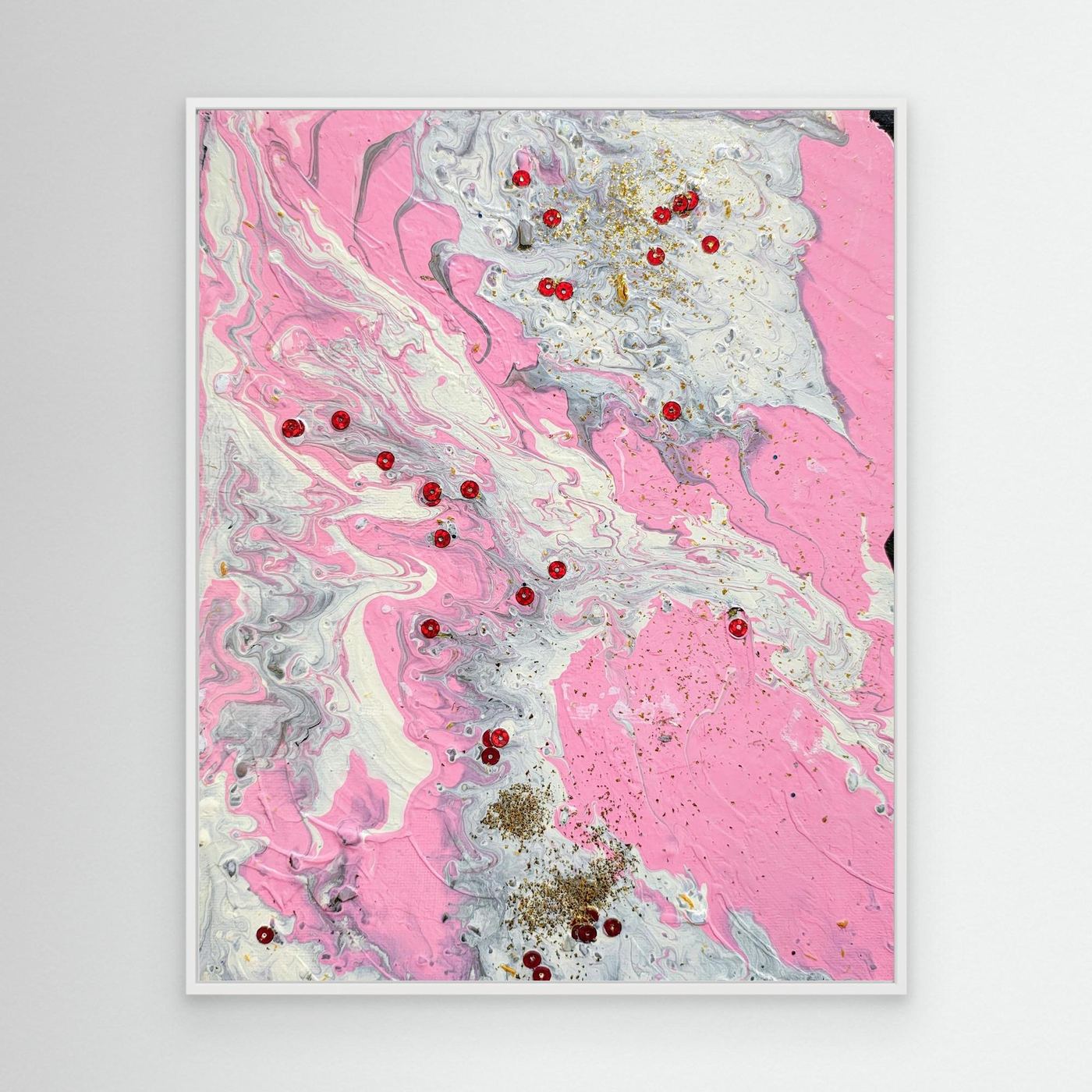Blush Collision abstract pink canvas art print with fluid blush and rose textured tones