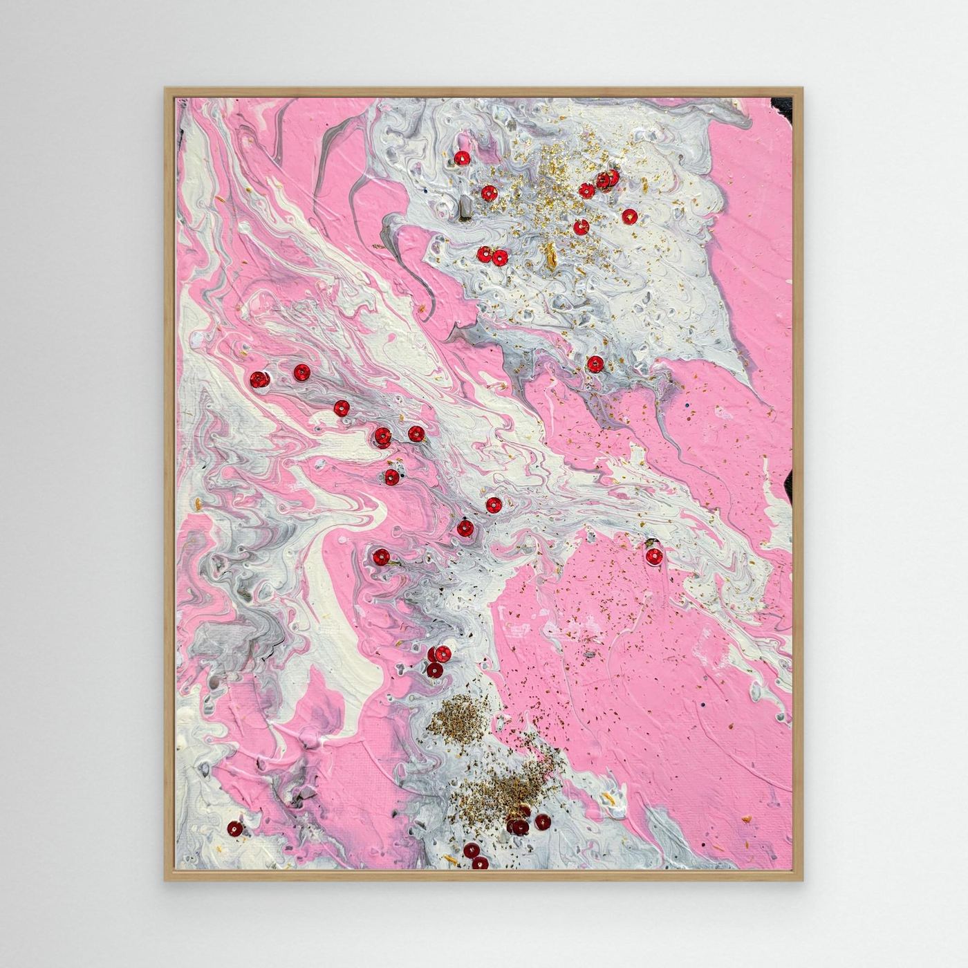 Blush Collision abstract pink canvas art print with fluid blush and rose textured tones