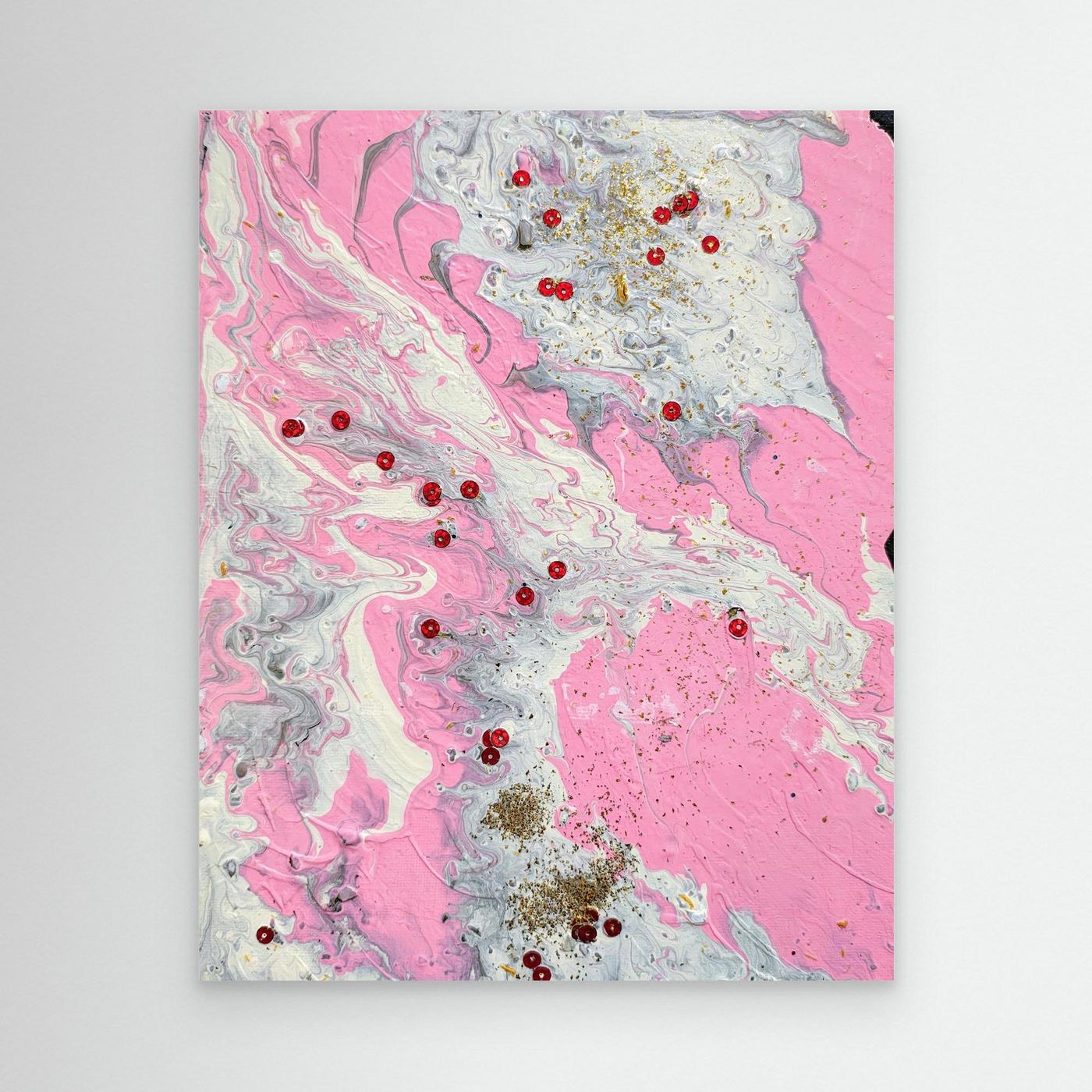 Blush Collision abstract pink canvas art print with fluid blush and rose textured tones