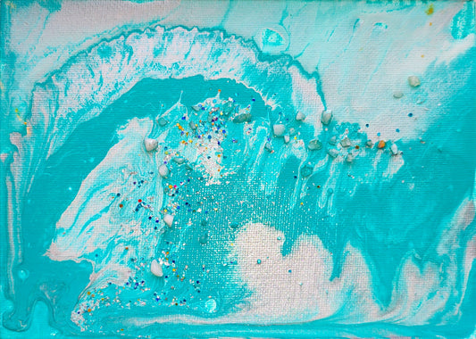 Moods of Ocean seascape art print with calming blue acrylic ocean and water tones